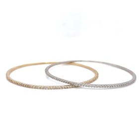 18K Yellow & White Gold Pair of Diamond Bangles