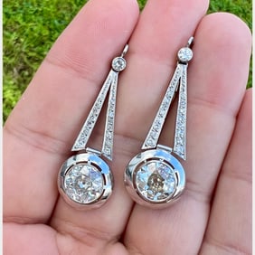 Platinum & 18K Rose Gold Diamond Earrings