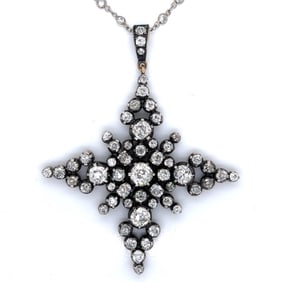 18K & Silver Top 12.10 Ct. Diamond Necklace