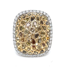18K Yellow Gold Natural Color Diamond Ring