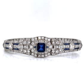OSCAR HEYMAN Art Deco Platinum Sapphire & Diamond Bracelet