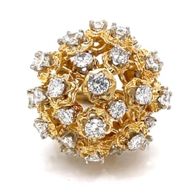 1960’s 18K Yellow Gold 6.00 Ct. Diamond Cocktail Ring