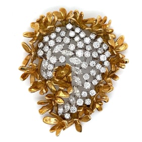 Platinum & 18K Yellow Gold 8.60 Ct. Diamond Brooch