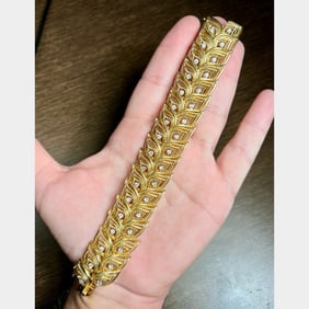1960’s French 18K Yellow Gold Diamond Bracelet