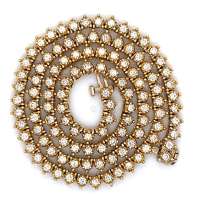 14K Yellow Gold 6.25 Ct. Diamond Tennis Necklace