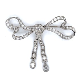 TIFFANY & CO. Art Deco Platinum 9.05 Ct. Diamond Bow Brooch