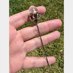 Victorian Platinum & Gold Moonstone Diamond and Ruby Pin