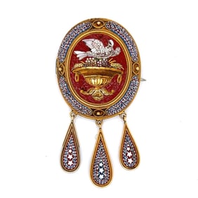 Antique 19th Century 18K Yellow Gold Italian Brooch