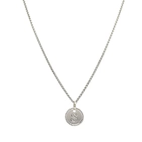 18k White Gold Monogram "S" Pendant Necklace