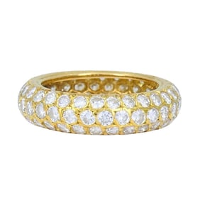 French 18k Gold Diamond Vintage Band Ring