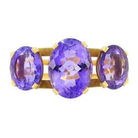 Vintage Hermès 18k Gold Amethyst Clamper Bracelet