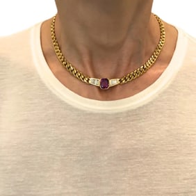 Vintage Bvlgari Bulgari Necklace Diamond Ruby 5cts