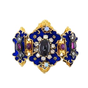 Antique Victorian 14K Gold Gemstone Enamel Buckle