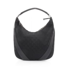 Gucci GG Canvas Shoulder Bag, and Leather, Women's, Black, 124357