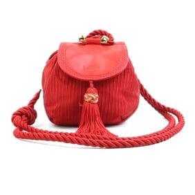 LOEWE Shoulder Bag Canvas Leather Red Gold Women's e60994a