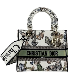 Christian Dior Lady Delight Canvas Handbag Shoulder Bag in White and Multicolor (Z7243)