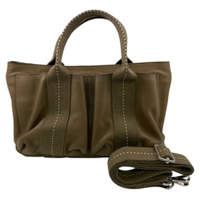 HERMES Caravan Horizontal PM Handbag, Leather, Women's, Khaki, 2-Way, Shoulder Bag, Men's