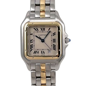CARTIER Panthère MM 1-Row W25028B5 Watch, Stainless Steel and Yellow Gold, Women's, Quartz, Date,