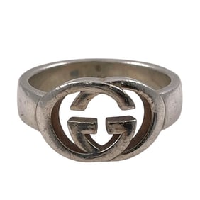 GUCCI Interlocking G Brit Ring 190483, 925 Sterling Silver, Men's