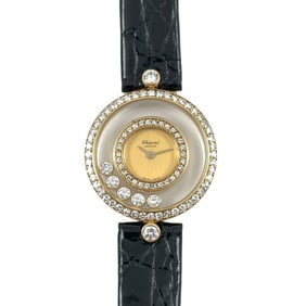 Chopard Happy Diamonds 20 3957 4097 Watch, 18K Yellow Gold, Women's Quartz Movement, Double Diamond