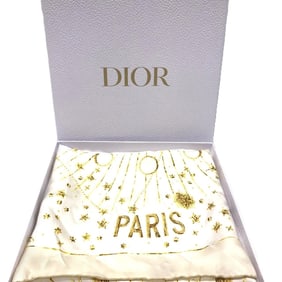 Christian Dior Dior 70 Square Scarf Astral White Gold Silk DIOR