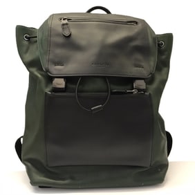 Coach Backpack Green Black Leather 71989 COACH