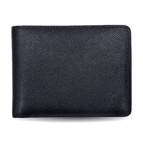 Louis Vuitton Portefeuille Multiple Black Taiga Leather Bifold Wallet M30952 LOUIS VUITTON