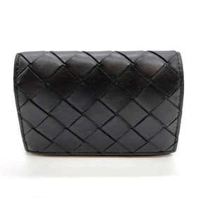 Bottega Veneta Intrecciato Card Case, Black Leather, Men's