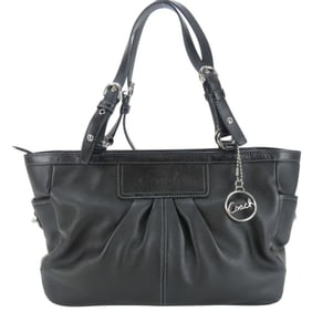 Coach Pleated Gallery Tote Bag F13759 Leather Black Women's COACH