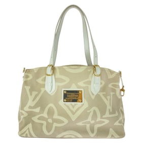 LOUIS VUITTON Taisienne GM Beige Cream Canvas with Gold Hardware, Leather Tote Bag, M95675, Women's