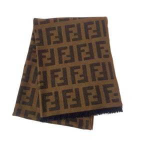 FENDI Zucca Brown Wool Stole Scarf for Women