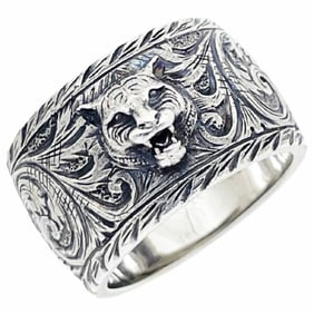 Gucci Cadbury Ring, Silver (Ag925, SV925), Size 22 (approx. 20.5), 433573, GUCCI GG Interlocking G,