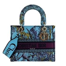 Christian Dior Lady Delight Canvas Handbag Shoulder Bag, Blue, Women's, Z7410