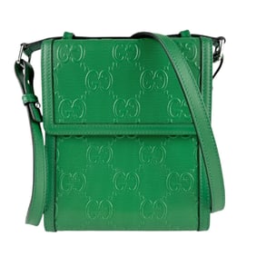 Gucci GG embossed leather shoulder bag in green for men and women, 625782 z7432