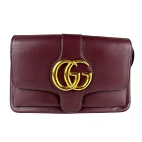Gucci GG Marmont Leather Shoulder Bag, Bordeaux, Women's, 550129 z7420