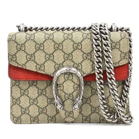 Gucci Dionysus Shoulder Bag in GG Supreme Canvas and Suede, Brown Red, Women's, 421970, H31657a