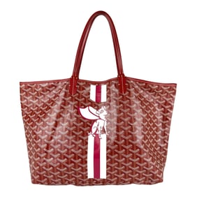 Goyard Saint Louis PM Handbag in Coated Canvas, Red, Women's, z7265