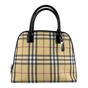 Burberry Handbag Shoulder Bag Leather Beige Black Women's Z7443