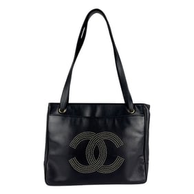 CHANEL Shoulder Bag Leather Black Women's z7359