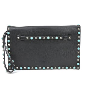 Valentino Garavani clutch bag in black leather for women, h31655a
