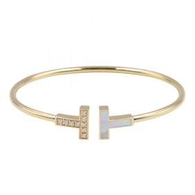 Tiffany & Co. T-Wire Bracelet with Diamonds and Mother-of-Pearl, 18K Yellow Gold, Available in