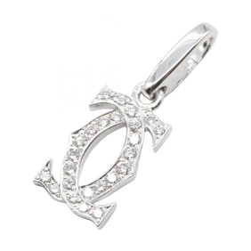 Cartier 2C Charm Diamond Pendant Top, 18K White Gold (18KWG) with Diamonds, for Men and Women, in