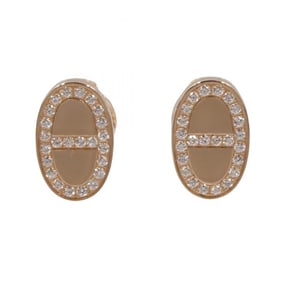 Hermes Hermès Chaine d'Ancre Contour Earrings with Diamonds, 18K Pink Gold (Pink Gold), Women's,