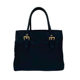 Prada Triangle Logo Gold Tessuto Nylon Handbag, Tote Bag, Business Dark Navy, 34340