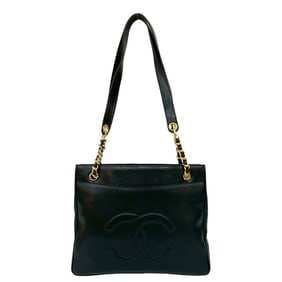CHANEL Coco Mark Caviar Skin Tote Bag Handbag Black 33048