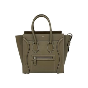 CELINE Luggage Micro Shopper Leather Handbag/Mini Tote Bag in Greige (12815)