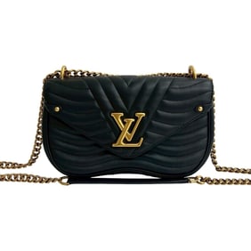 LOUIS VUITTON New Wave Leather 2-Way Chain Shoulder Bag/Handbag Black 28720