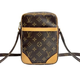 LOUIS VUITTON Danube Monogram Logo Leather Mini Shoulder Bag/Pochette Brown 19027