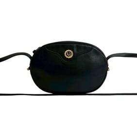 Christian Dior Logo Leather Shoulder Bag/Pochette/Sacoche Black 53647