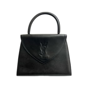 Yves Saint Laurent YSL Logo Leather Handbag Mini Tote Bag Black 40604
